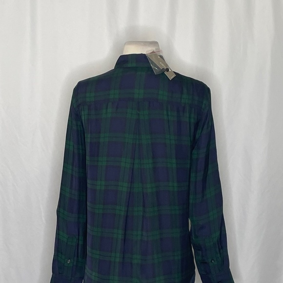NWT!! J. CREW Drapey Button-Up Shirt Black Watch Tartan Plaid XXS XX-Small - Picture 11 of 15